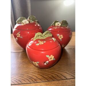 Kitchen Canister Set Cracker Barrel Susan Winget Honeybees and Apples w/ Flowers